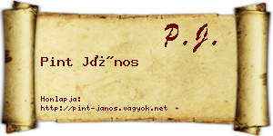 Pint János névjegykártya